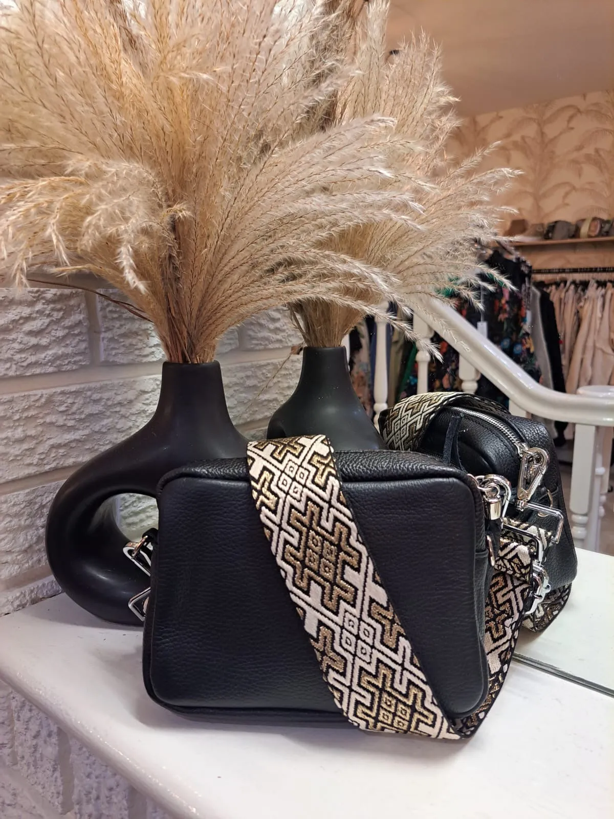 100% real leather tassel bag with separate matching strap