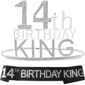 14th Birthday King Crown,14th Birthday Gifts for Boy,14th Birthday King Sash,14th Birthday