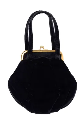 1940s Morris Moskowitz Black Velvet Evening Bag