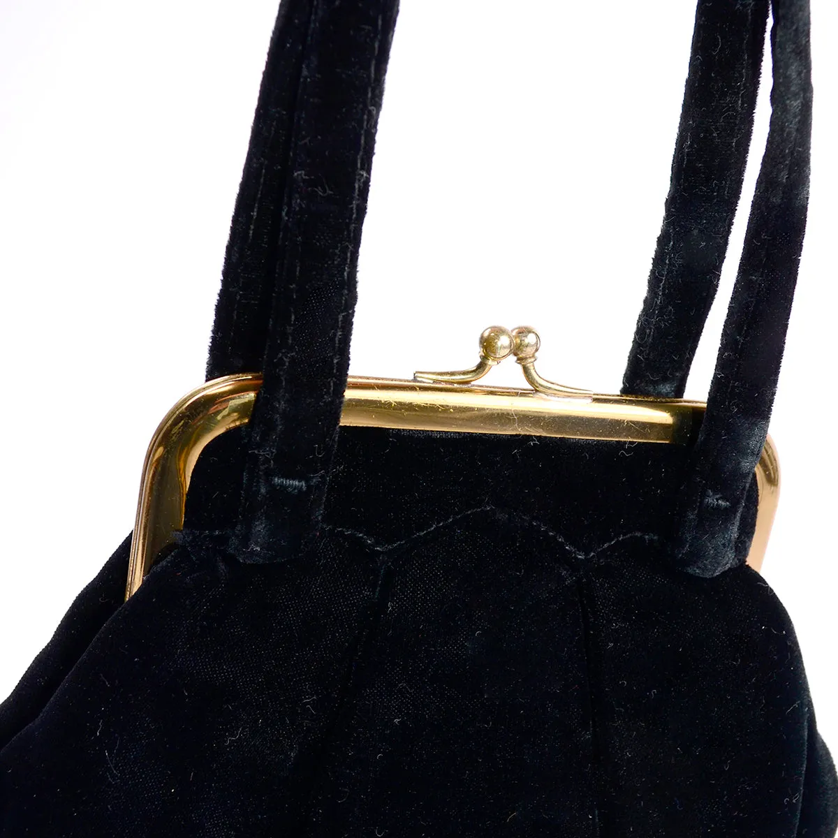 1940s Morris Moskowitz Black Velvet Evening Bag