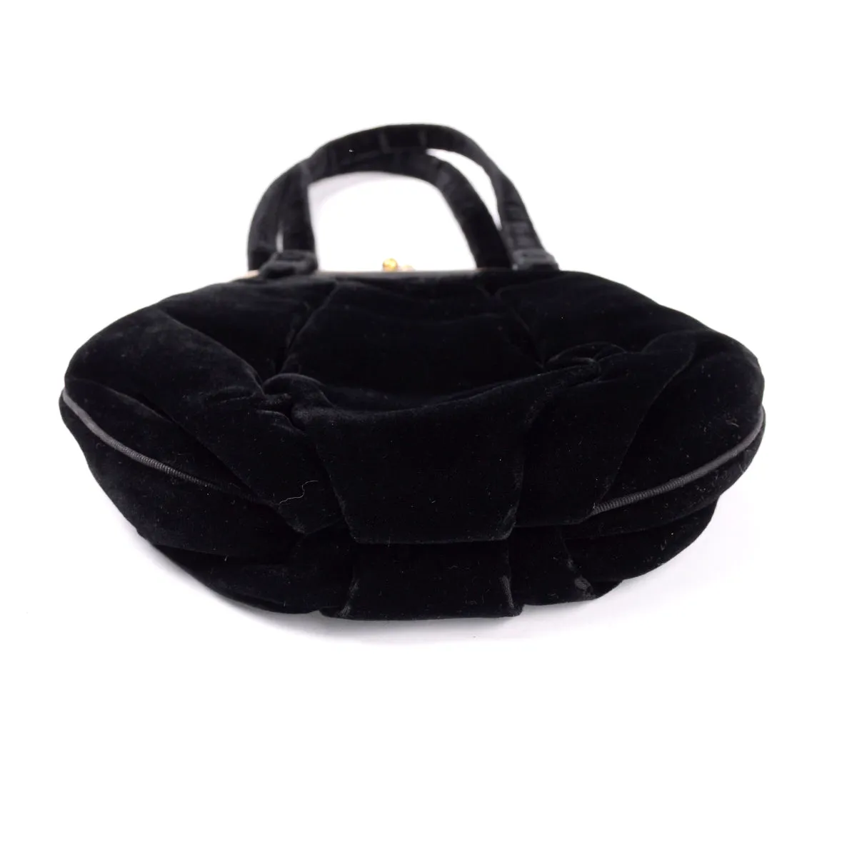 1940s Morris Moskowitz Black Velvet Evening Bag