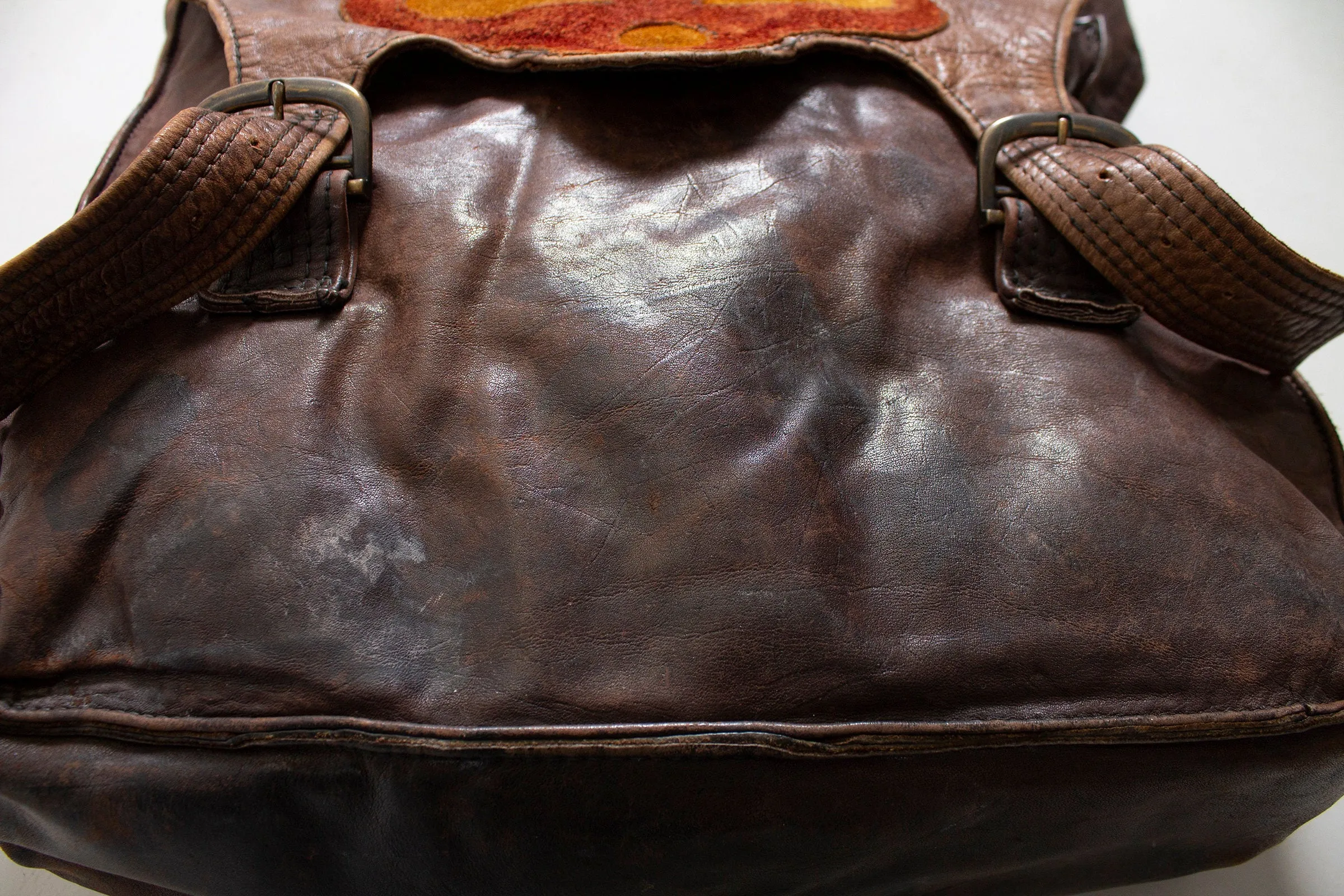 1970s Boho Bag Brown Patchwork Leather Artisan