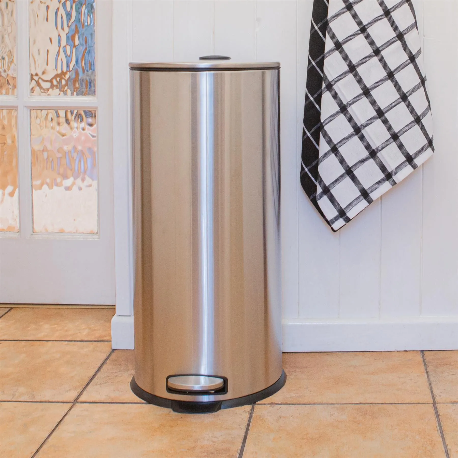 30L Round Stainless Steel Kitchen Pedal Bin - By Harbour Housewares