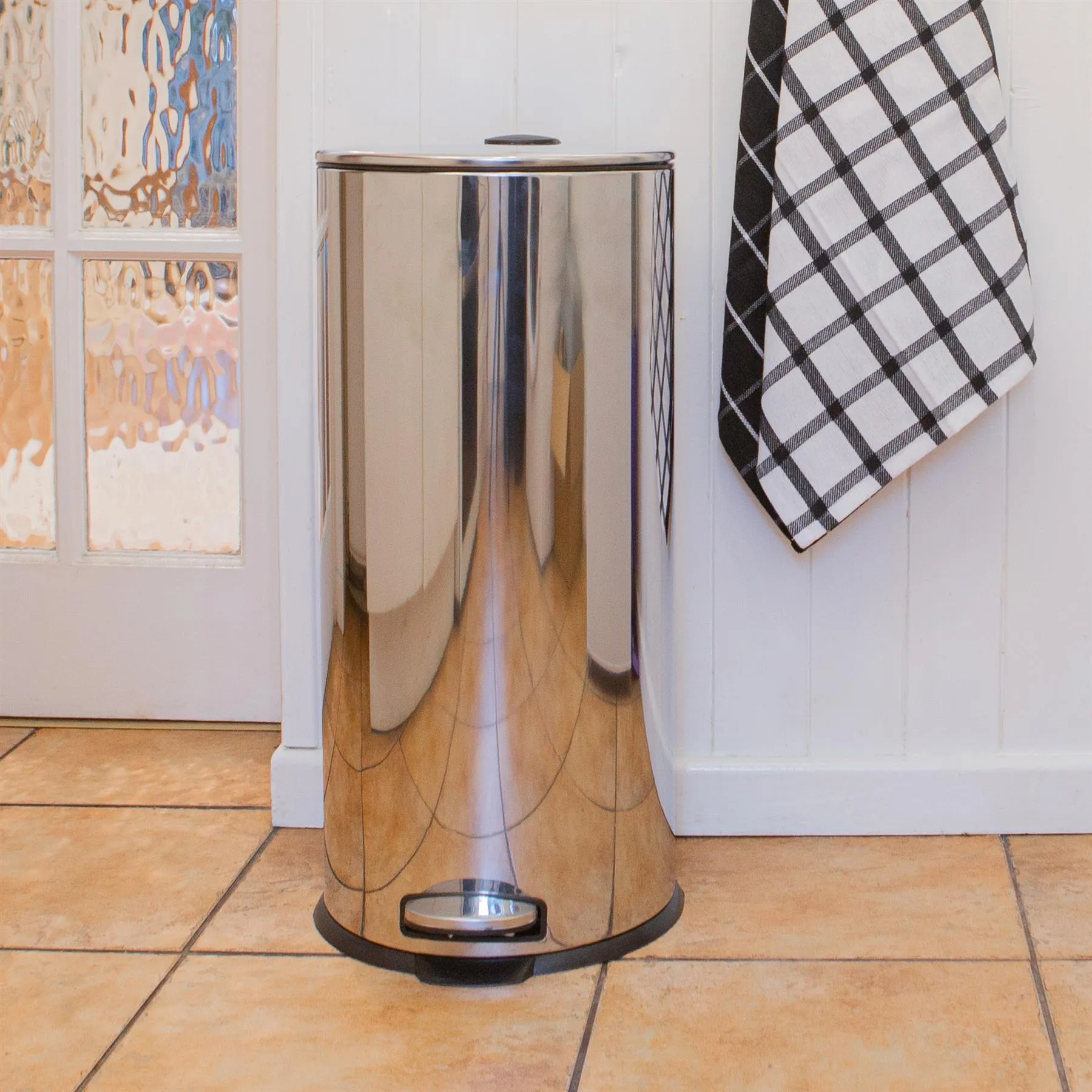 30L Round Stainless Steel Kitchen Pedal Bin - By Harbour Housewares