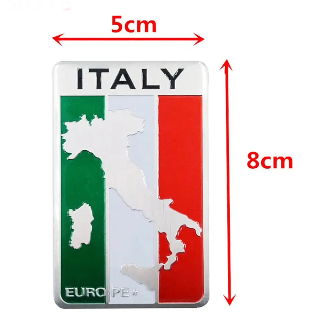 3D Aluminum Italy Italian Flag Adhesive Emblem Badge Car Sticker Motorcycle Decal For Alfa Romeo Fiat Ferrari