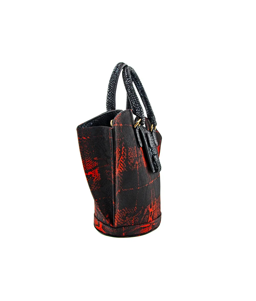 Abanico Large in Red Tartan/Black Leather