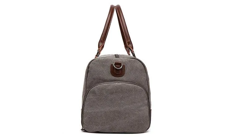 Authentic Unisex Leather And Canvass Mini Travelers Bag- Grey