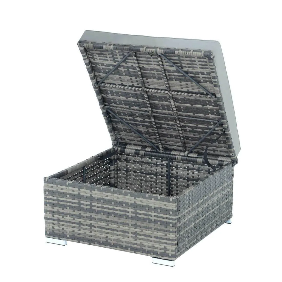 Azuma Monaco Grey Rattan Storage Ottoman Garden Furniture