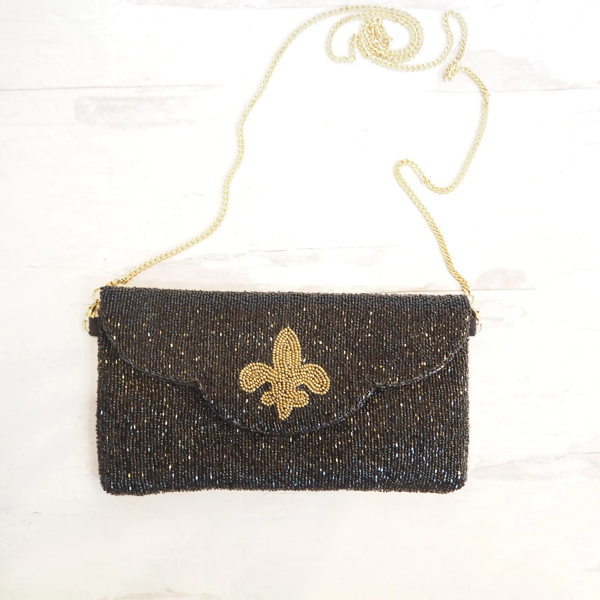 Beaded Fleur-De-Lis Purse