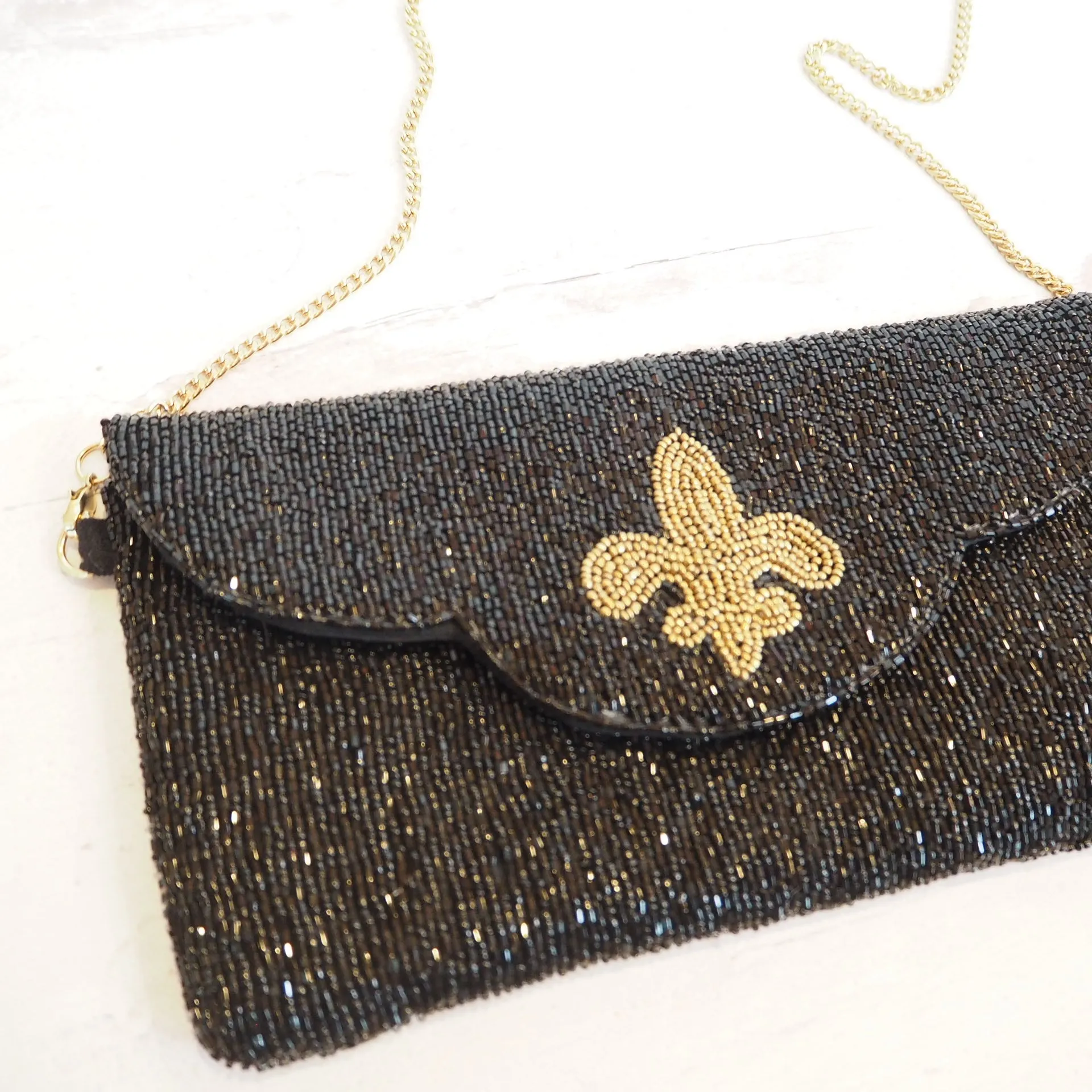 Beaded Fleur-De-Lis Purse