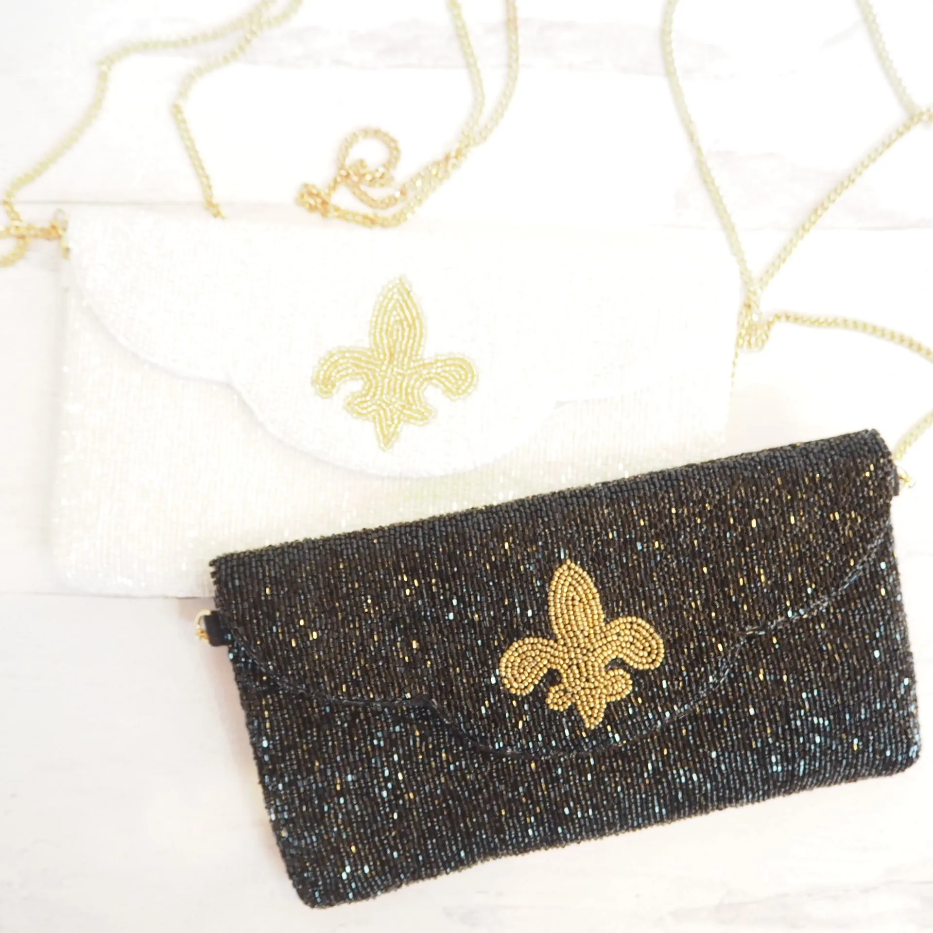 Beaded Fleur-De-Lis Purse