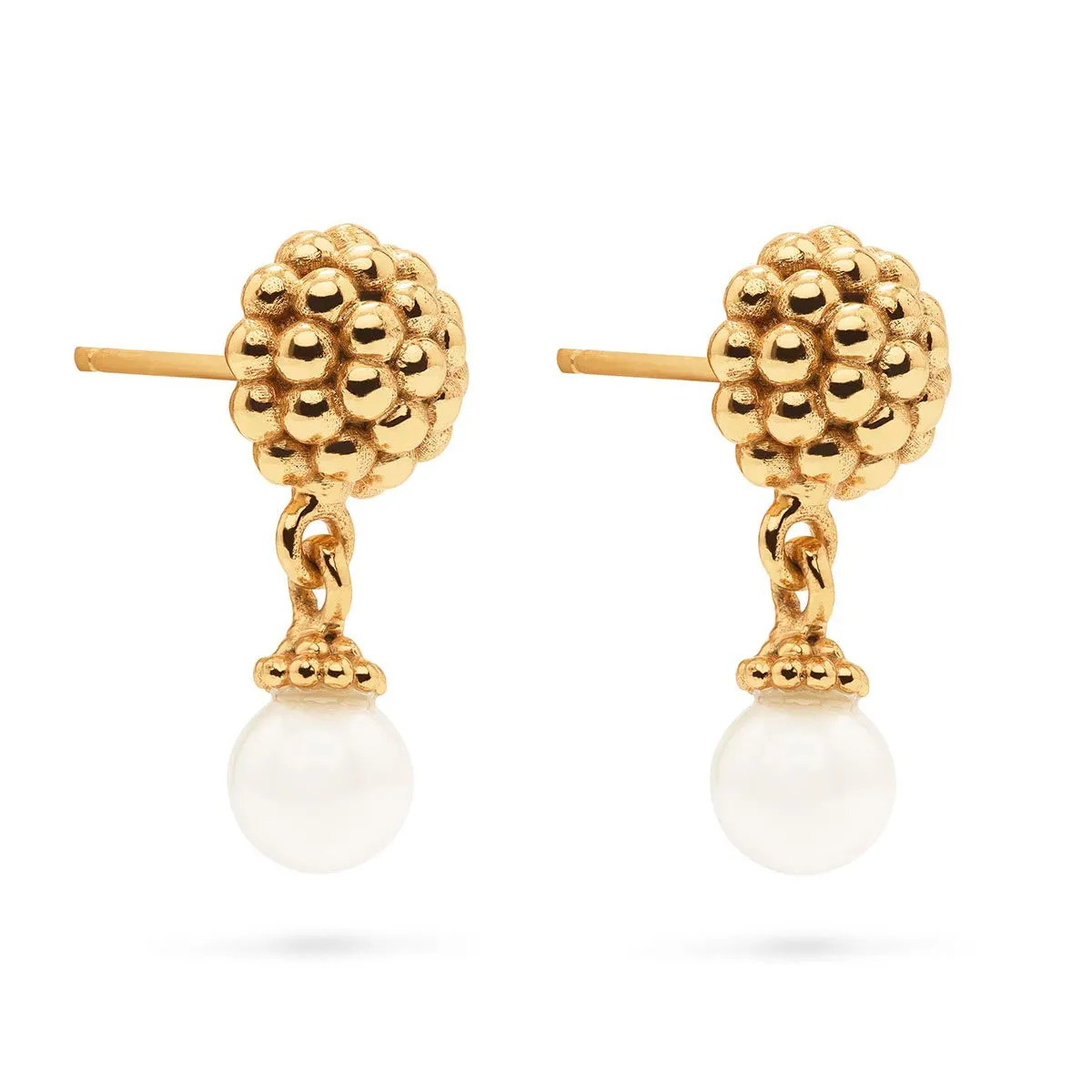 Berry Drop Stud Earrings - Pearl