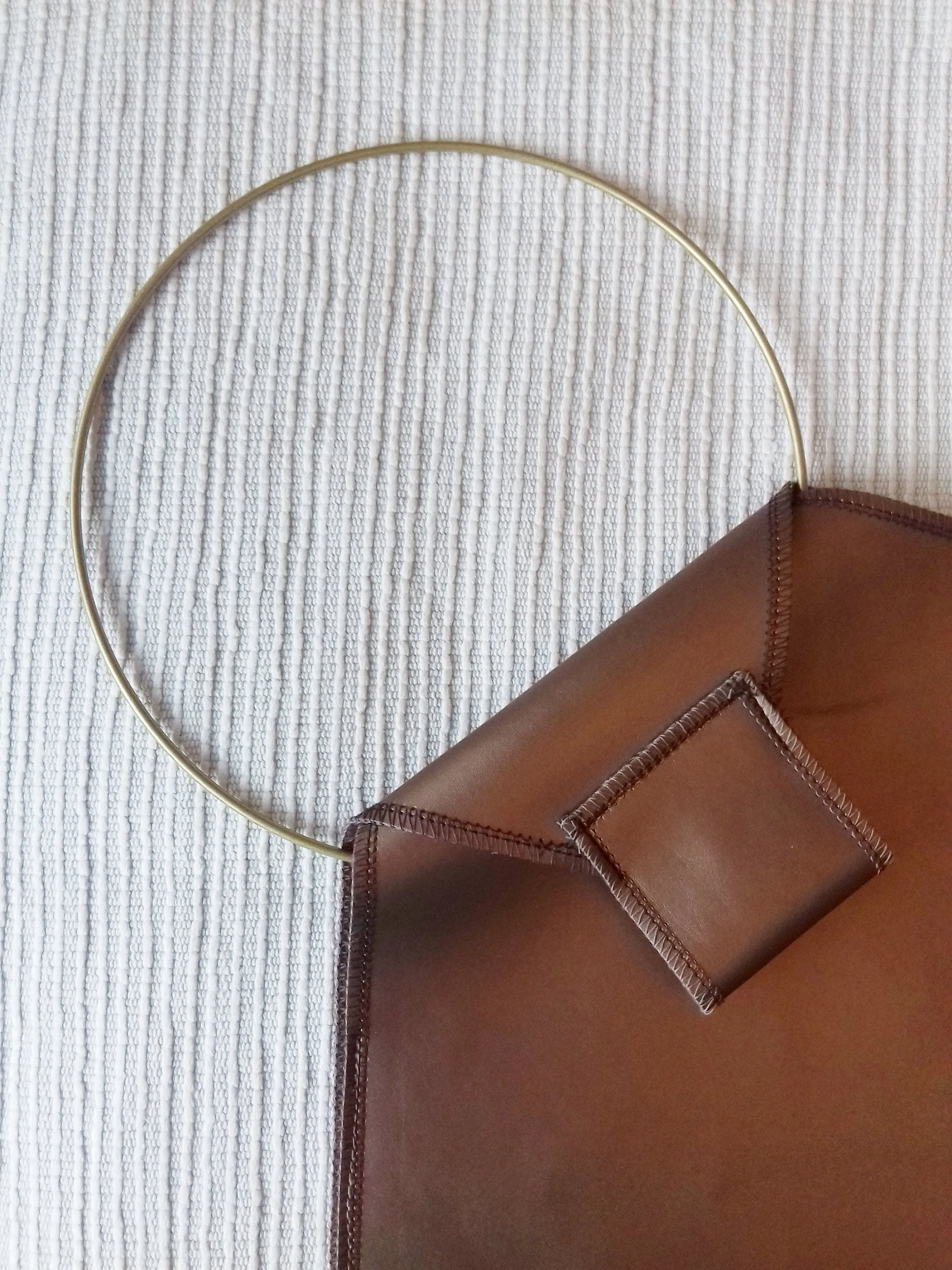 Bronze Faux Leather Asymmetric Shoulder Bag