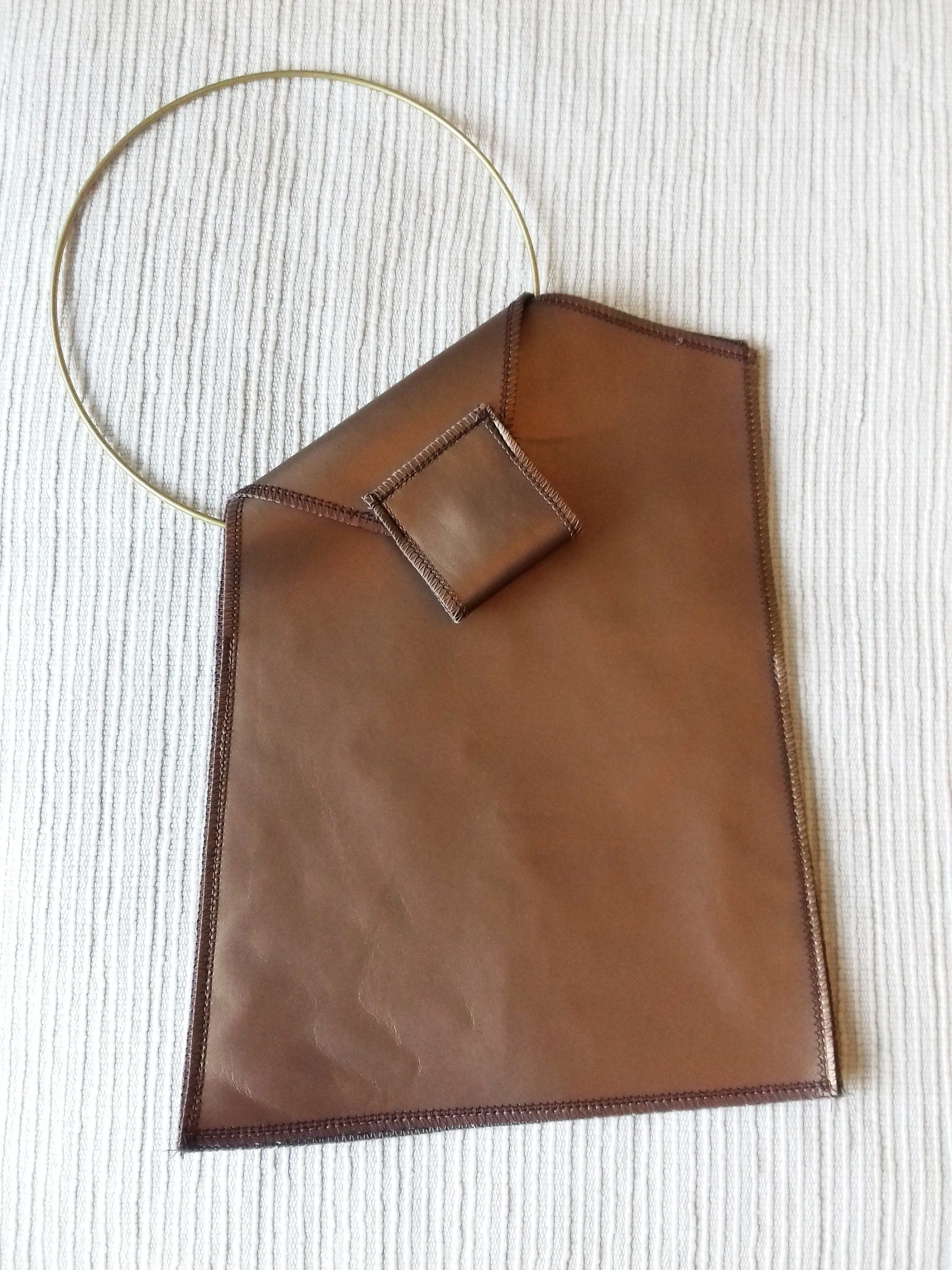 Bronze Faux Leather Asymmetric Shoulder Bag