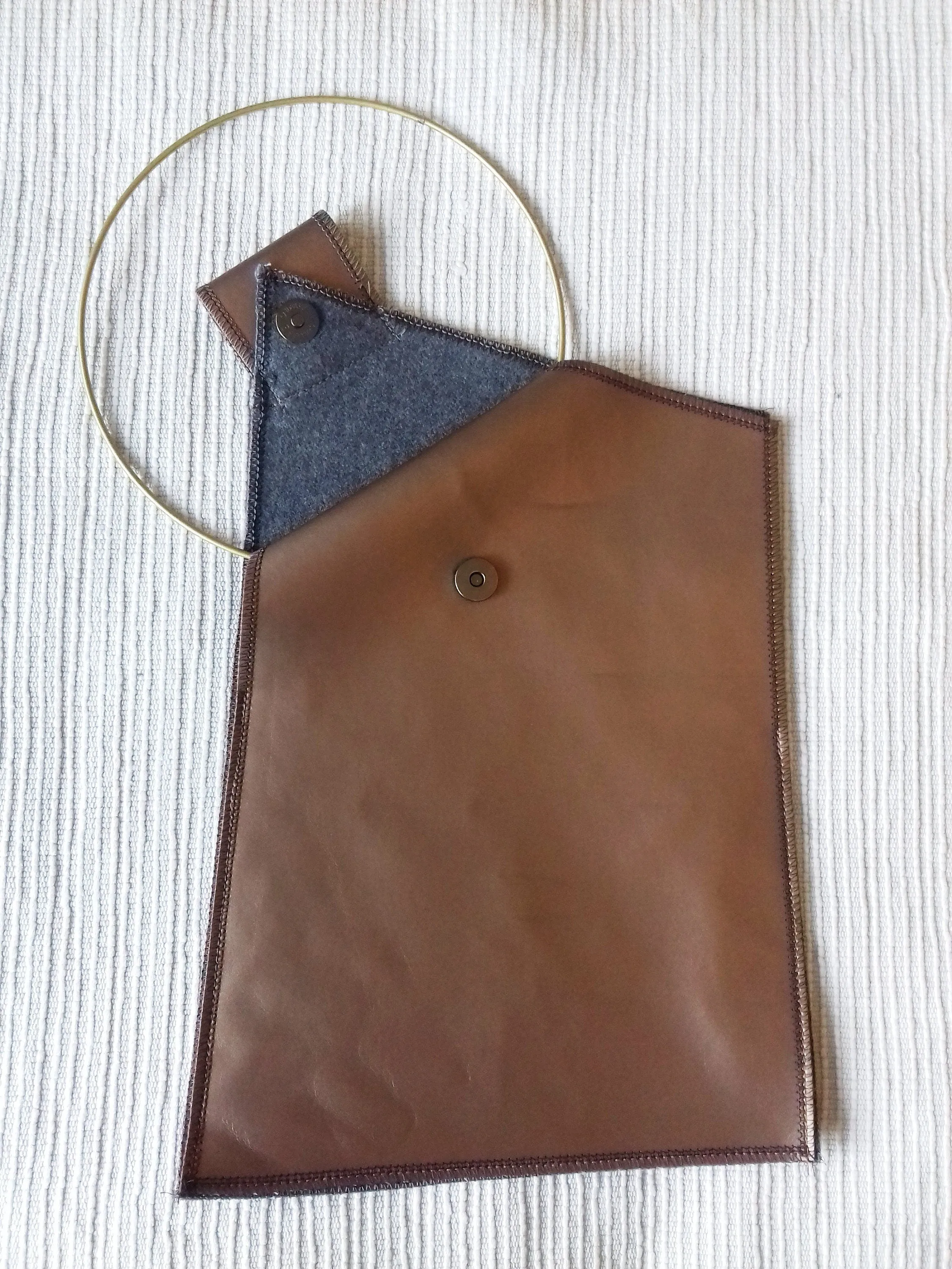 Bronze Faux Leather Asymmetric Shoulder Bag