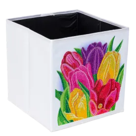 CA-FSBKT7 - Crystal Art Folding Storage Box 30*30cm- Terrific Tulips