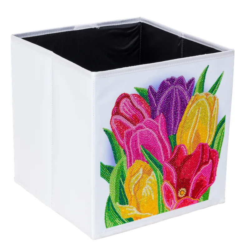 CA-FSBKT7 - Crystal Art Folding Storage Box 30*30cm- Terrific Tulips