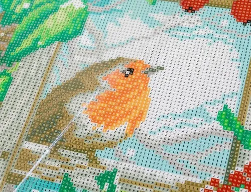 CAK-A142M: Robin at the Fence Crystal Art 30*30cm Canvas