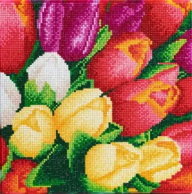 CAK-A176M: "Colourful Flowers" 30x30cm Crystal Art Kit