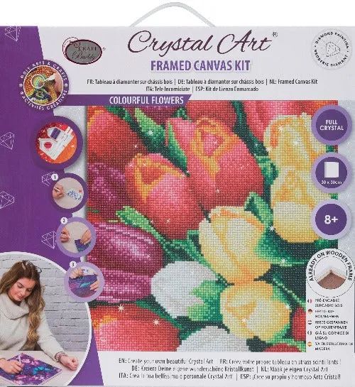 CAK-A176M: "Colourful Flowers" 30x30cm Crystal Art Kit