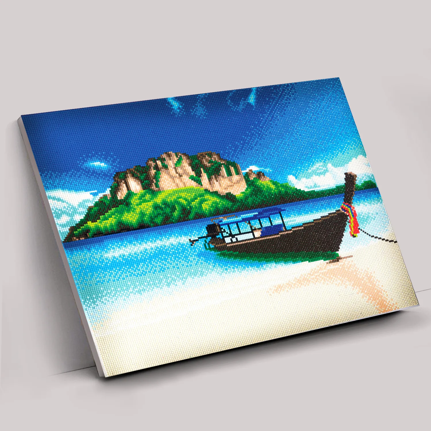 CAK-A95: Tropical Beach Boat Framed Crystal Art Kit, 40 x 50cm