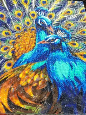 CAK-JB1: "Blue Rapsody Peacocks" Framed Crystal Art Kit 40 x 50cm (Large)