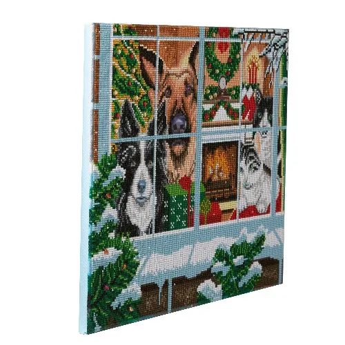 CAK-QVC-4050L-13: "Festive Pets" Crystal Art 40*50cm Canvas