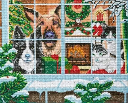 CAK-QVC-4050L-13: "Festive Pets" Crystal Art 40*50cm Canvas