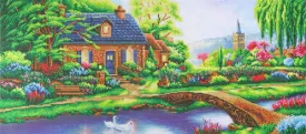 CAK-TK7XL: "Stoney Creek Cottage"" 40x90cm Panoramic Crystal Art Kit  THOMAS KINKADE"