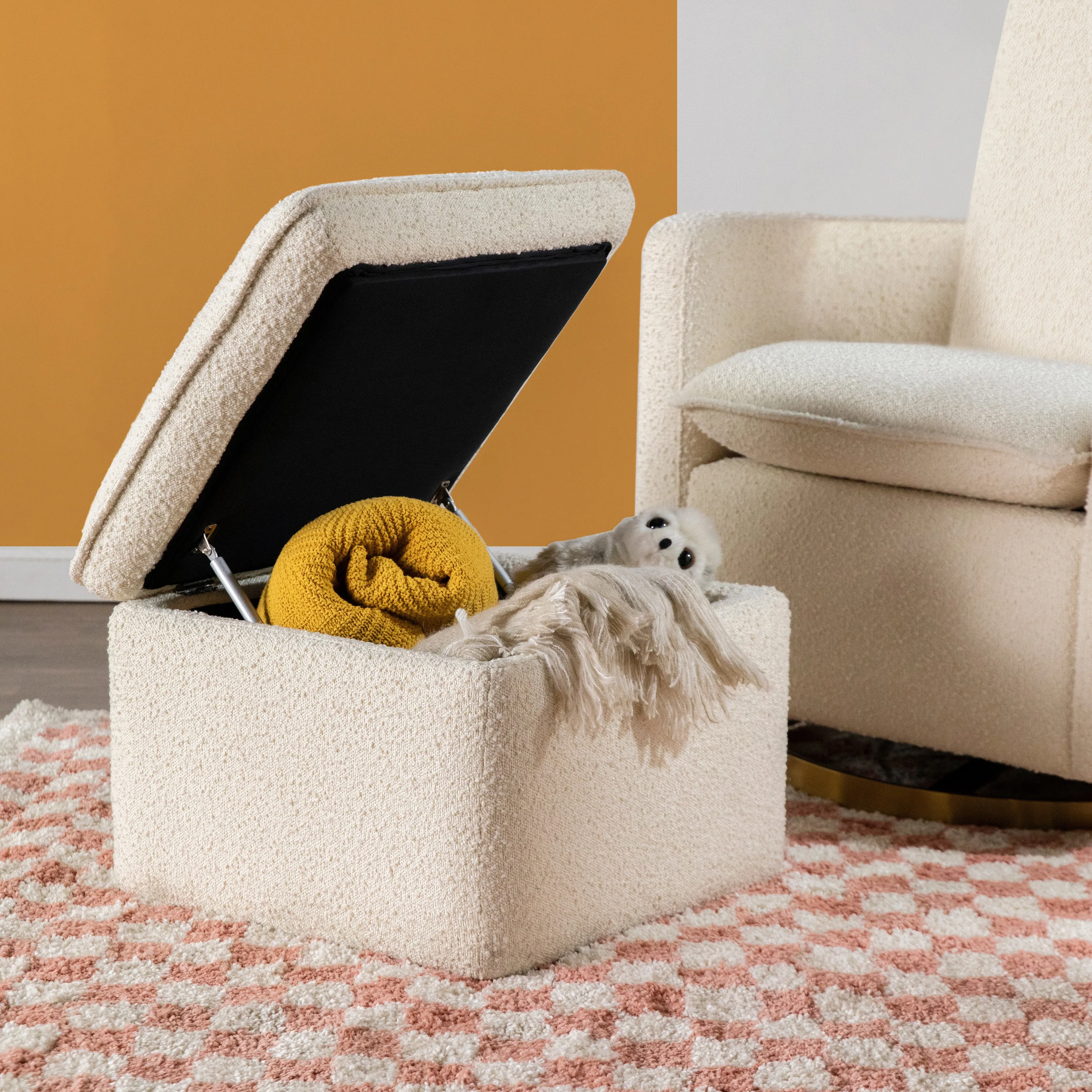 Cali Storage Ottoman in Boucle