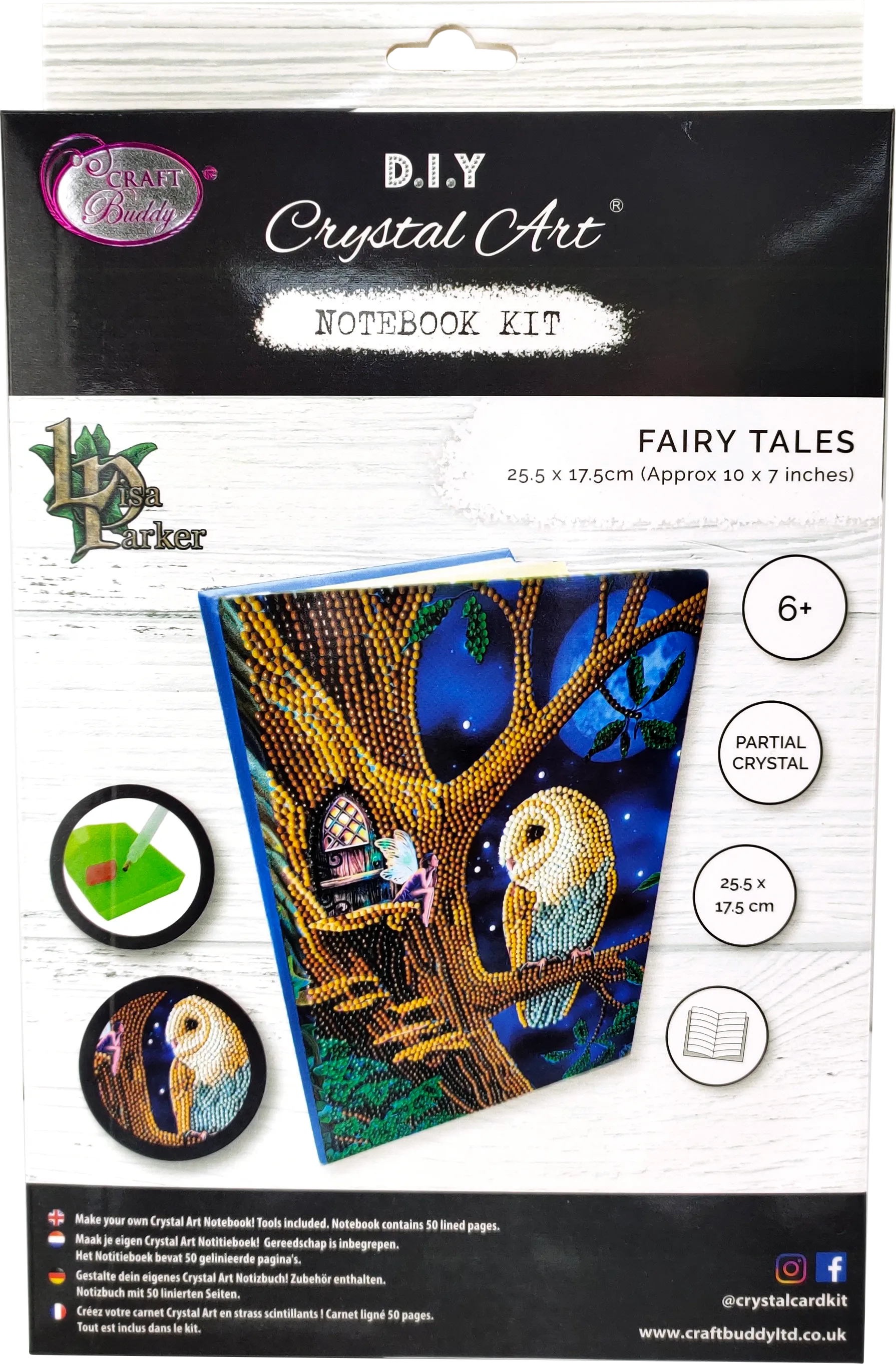 CANJ-1 "Owl and Fairy Tree" Crystal Art Notebook Kit, 26 x 18cm