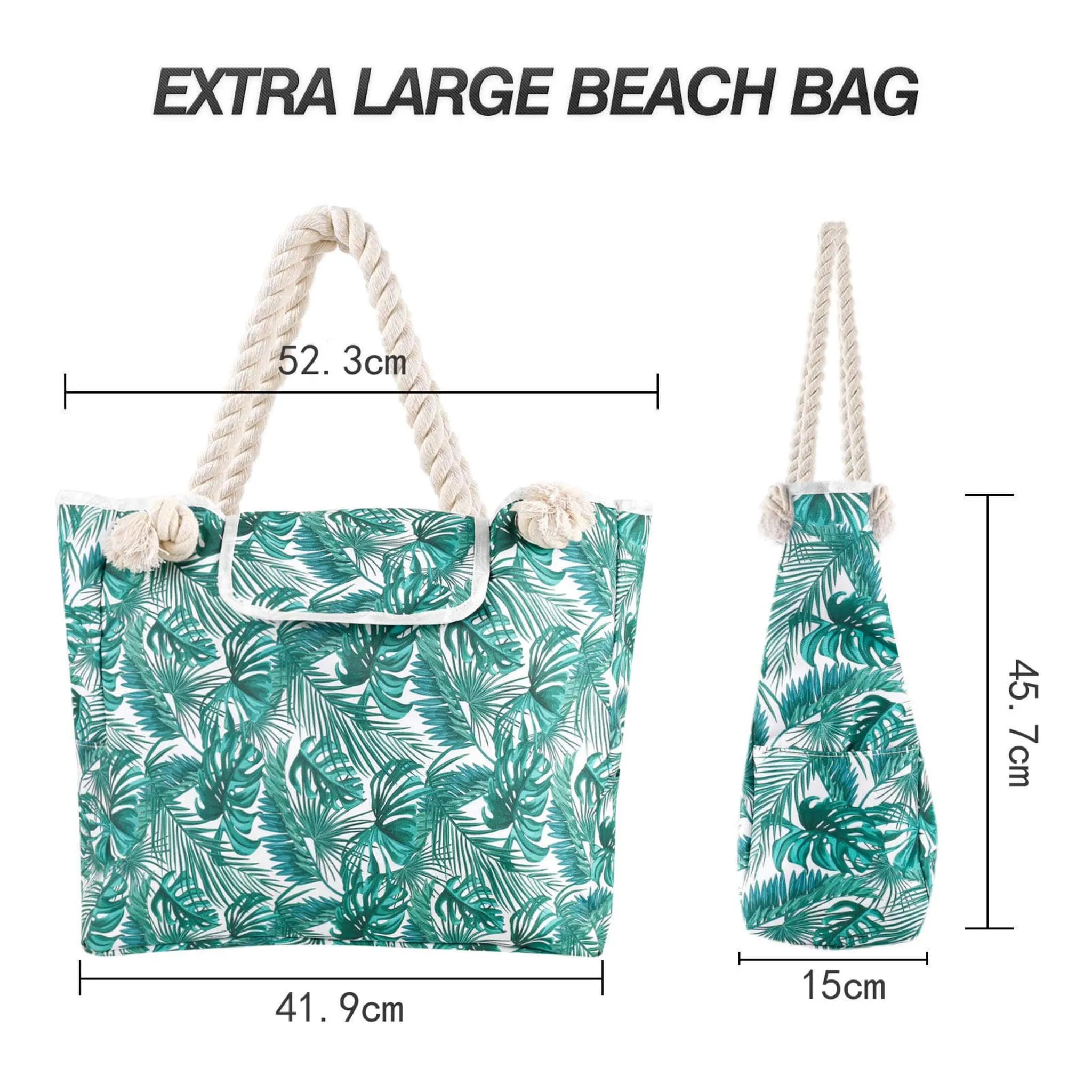 Canvas Beach Bag with Rope Handles - Sunflower