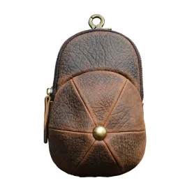 Cap Shape Leather Mini Pouch