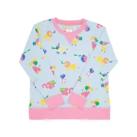 Cassidy Comfy Crewneck - Party on Party Animal with Hamptons Hot Pink