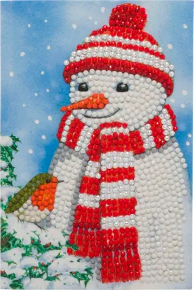 CCK-10x15B4: Cosy Snowman, 10x15cm Crystal Art Card