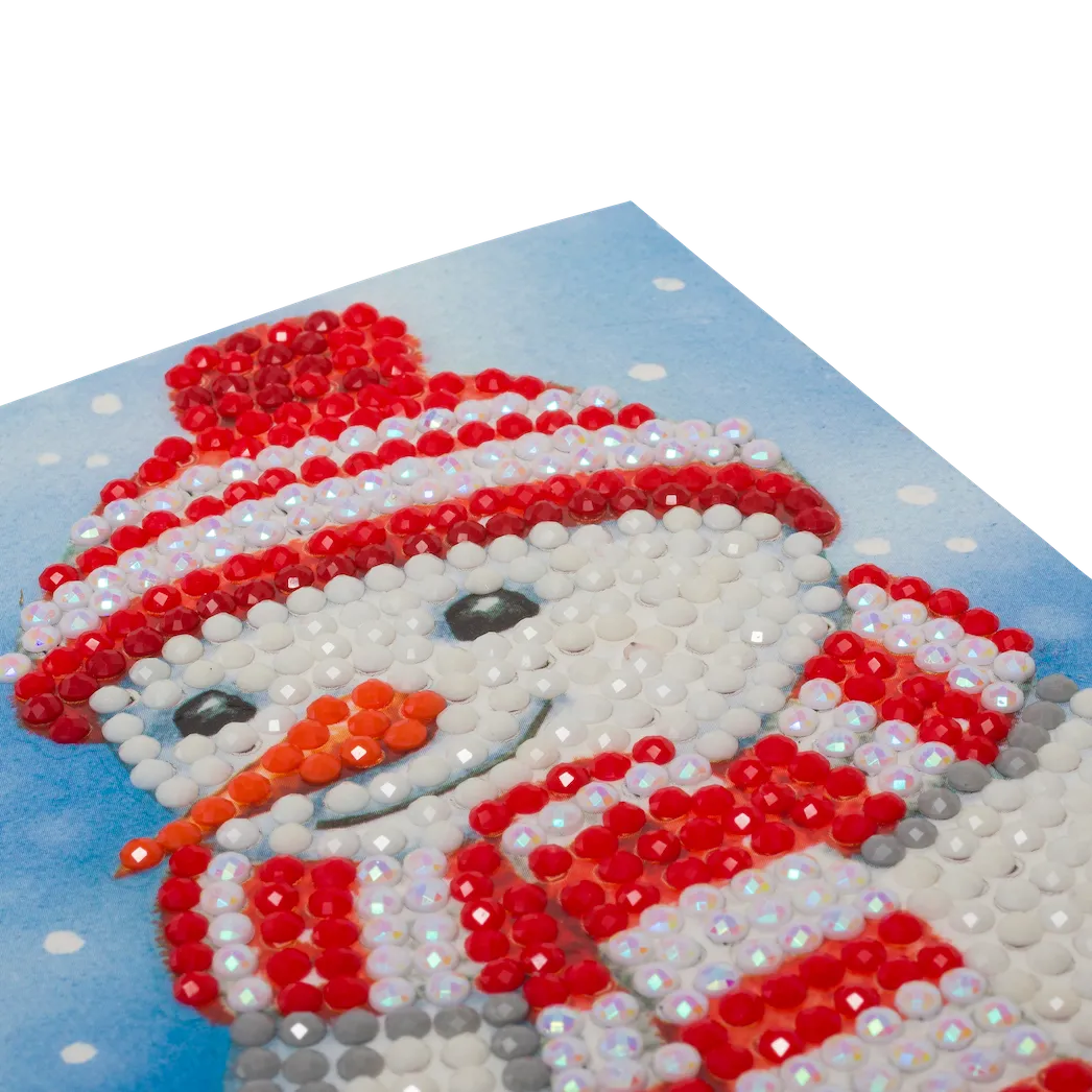 CCK-10x15B4: Cosy Snowman, 10x15cm Crystal Art Card