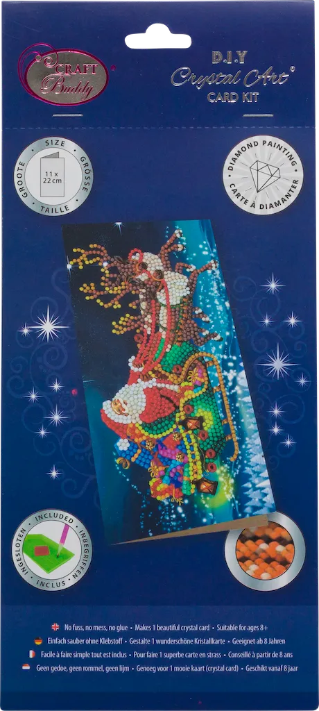 CCK-11x22C7: Santa's Sleigh, 11x22cm Crystal Art Card