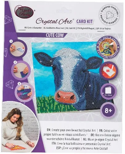 CCK-A113: "Cute Cow" 18x18cm Crystal Art Card by RACHEL FROUD