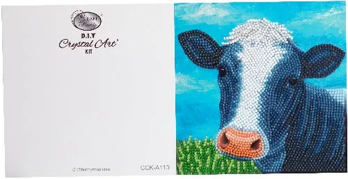 CCK-A113: "Cute Cow" 18x18cm Crystal Art Card by RACHEL FROUD