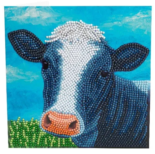 CCK-A113: "Cute Cow" 18x18cm Crystal Art Card by RACHEL FROUD