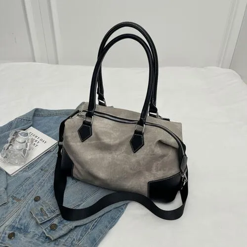 Contrast PU Leather Shoulder Bag