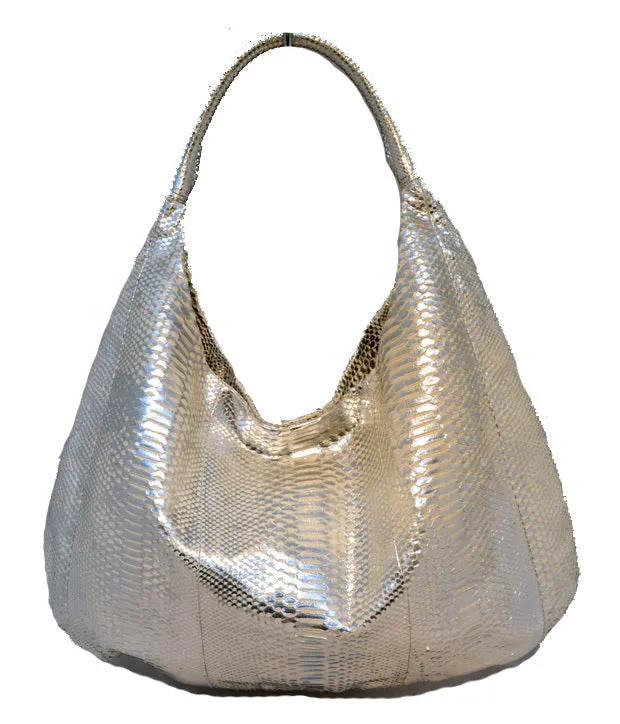 Devi Kroell Silver Snakeskin Xxl Hobo Shoulder Bag