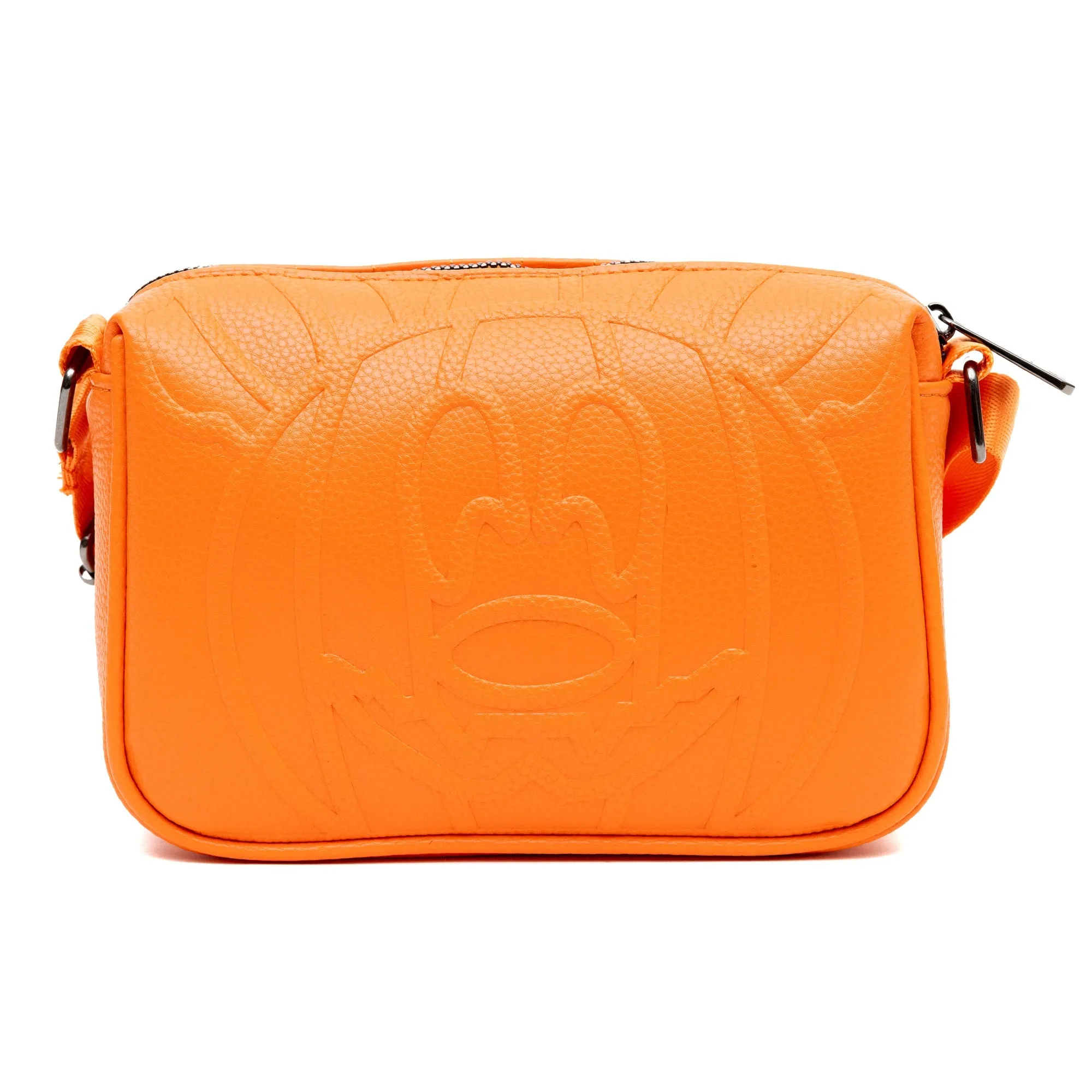 Disney Vegan Leather Cross Body Rectangle Bag, Mickey Mouse Halloween Jack O Lantern, Orange, 8.5" x 6.5"