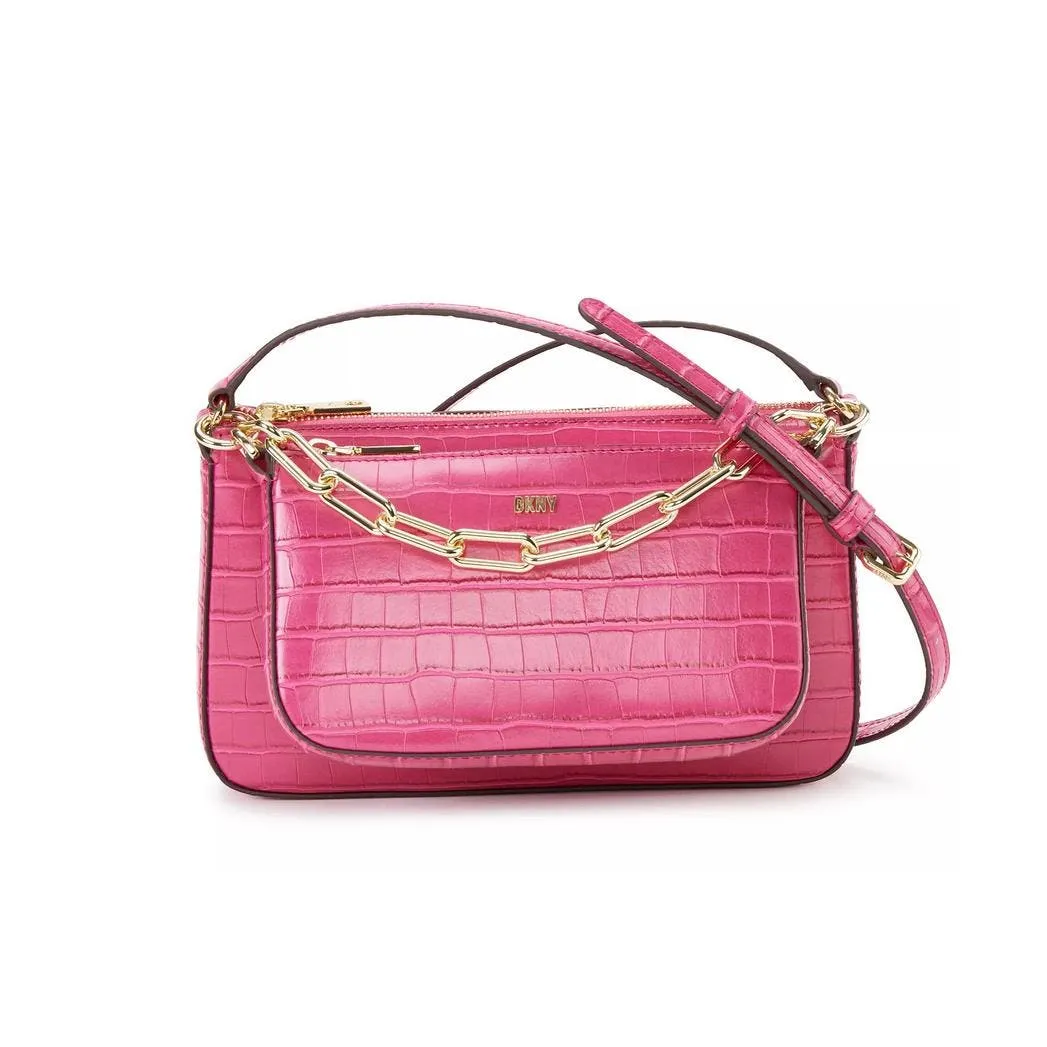 DKNY Lexi Double Demi Crossbody Bag Electric Pink/Gold