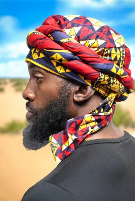 Dupsie's Jalabia Diamond African Print pre-wrapped Turban for men DPH2687PT