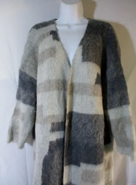 EILEEN FISHER Mohair Alpaca Cardigan Maxi Sweater Jacket GRAY XL Dress