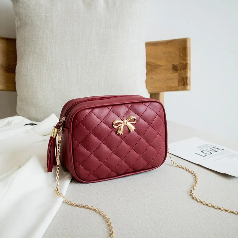 Embroidered Solid Color Shoulder Crossbody Bag