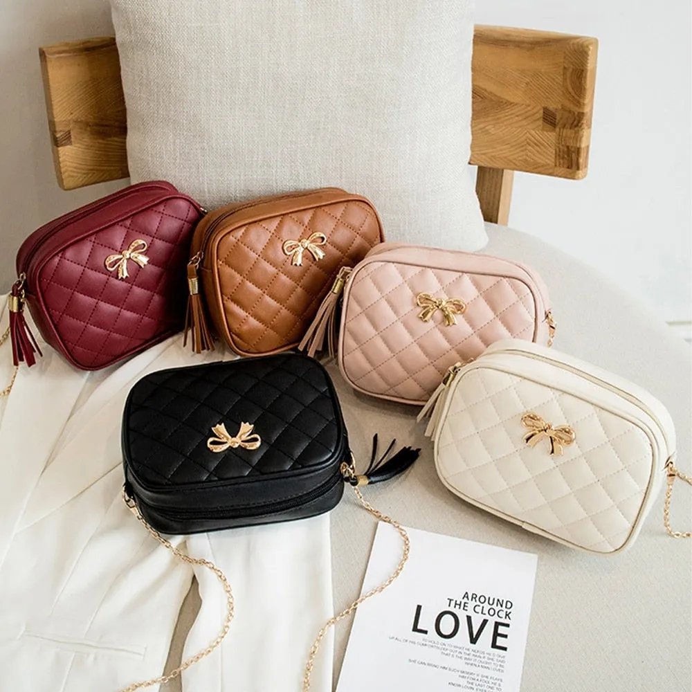 Embroidered Solid Color Shoulder Crossbody Bag