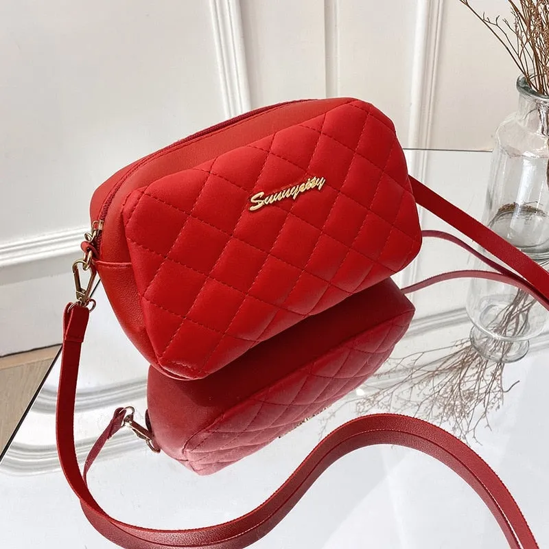 Embroidered Solid Color Shoulder Crossbody Bag