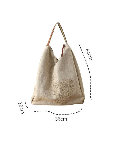 Embroidery Large Capacity Canvas Shoulder Bag